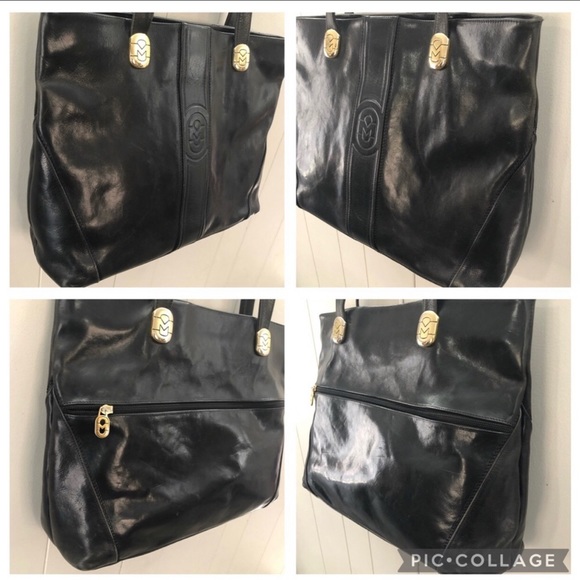 Vintage MARINO ORLANDI Smooth Black Leather Tote - Picture 11 of 17